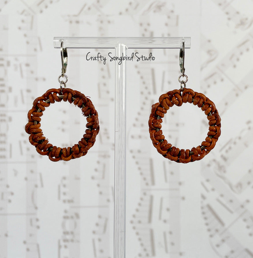 Lark Song Knotted Leather Earrings - Dk Brown/Silver
