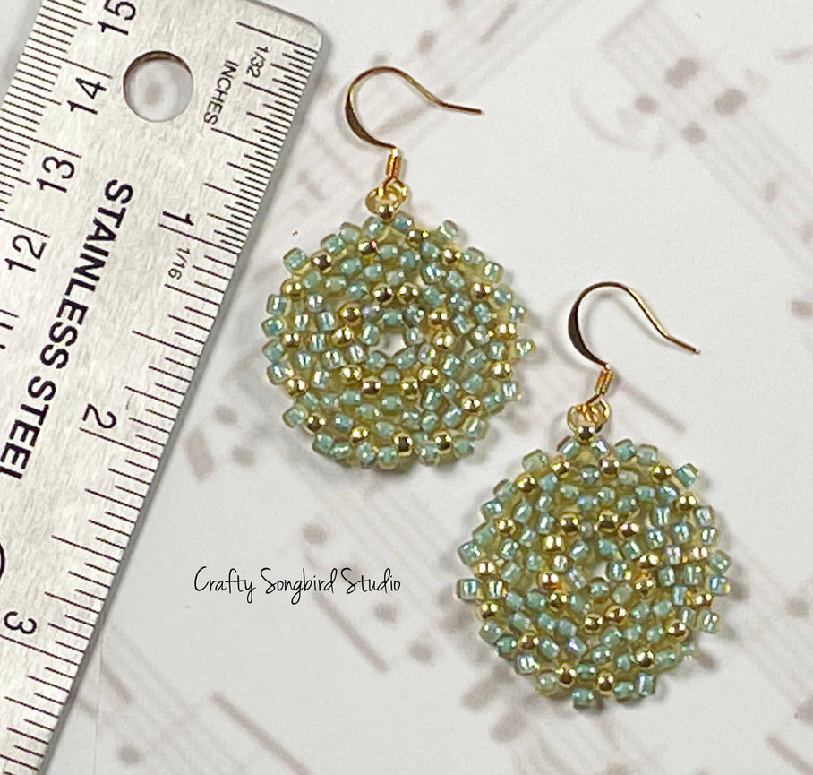 Mandala Earrings - Green/Gold