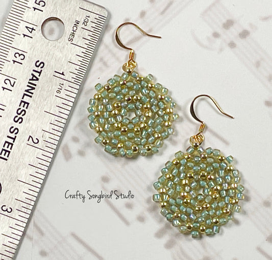 Mandala Earrings - Green/Gold