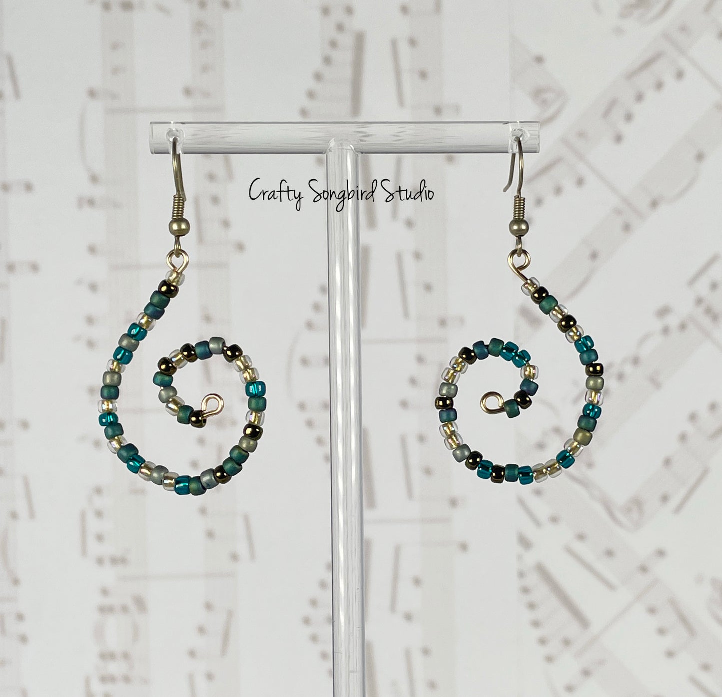 Curlicue Earrings - Pine/Gold