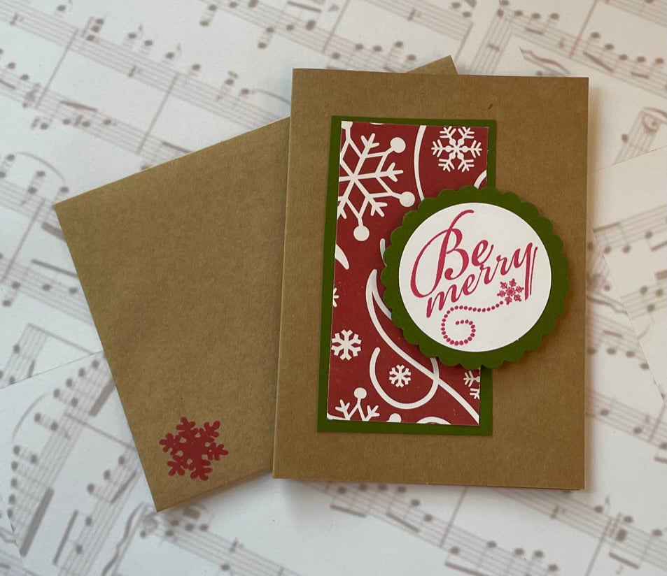 Red Snowflakes on Kraft Handmade Cards