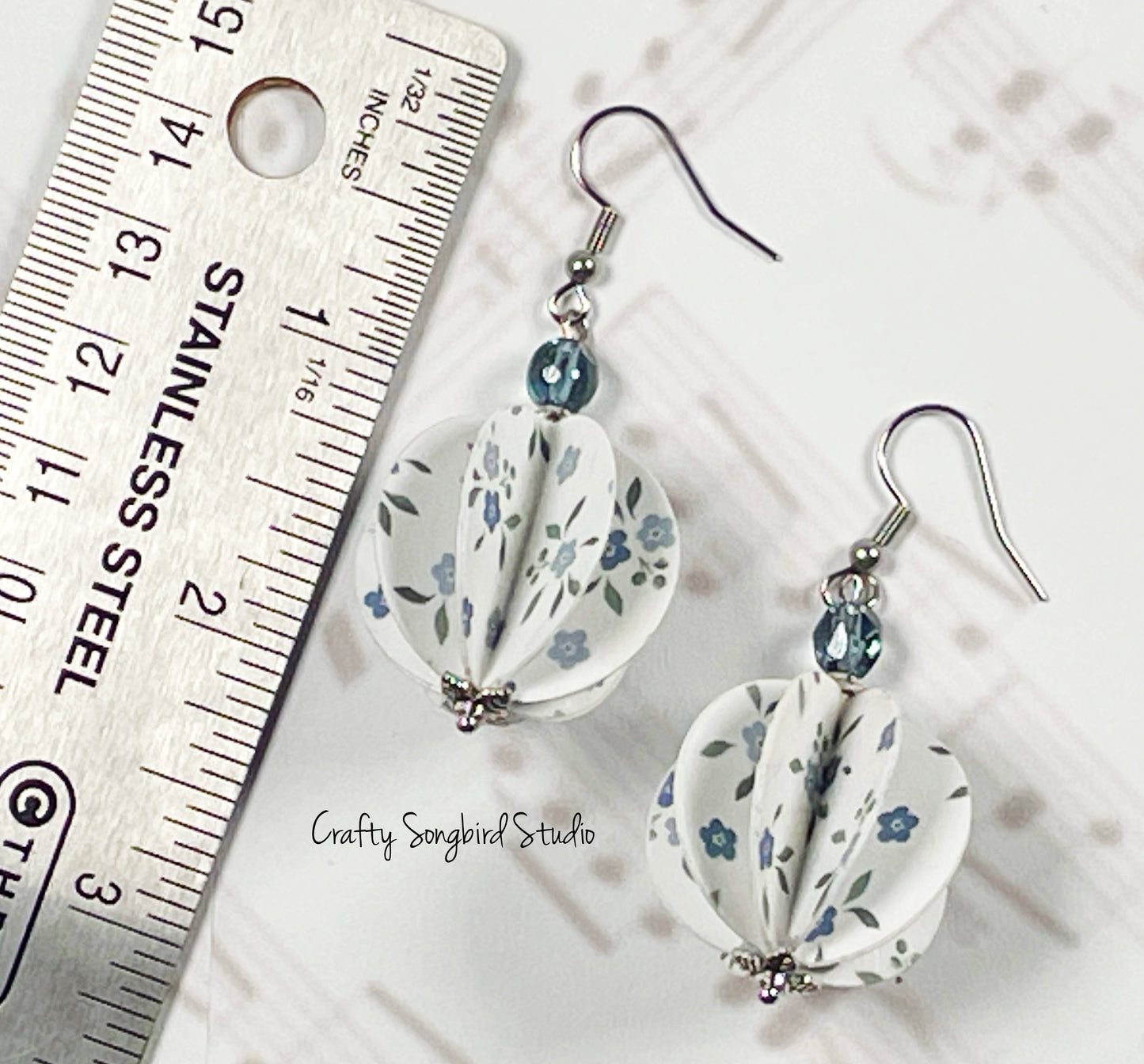 Paper Lantern Earrings - Blue Floral