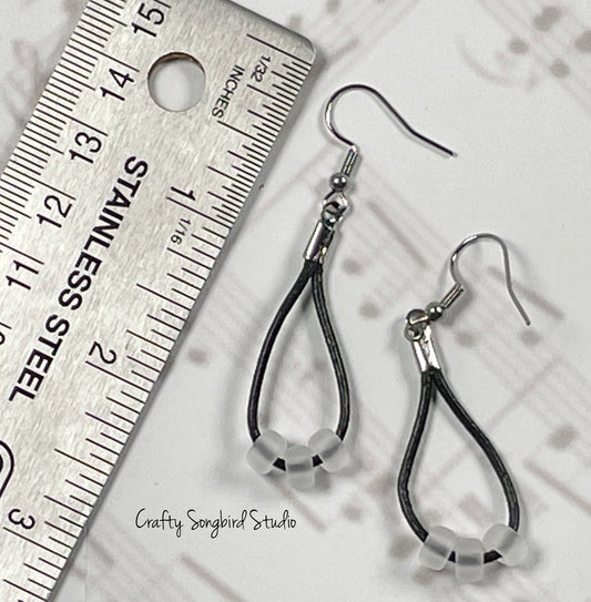 Leather Drop Earrings - Black/White