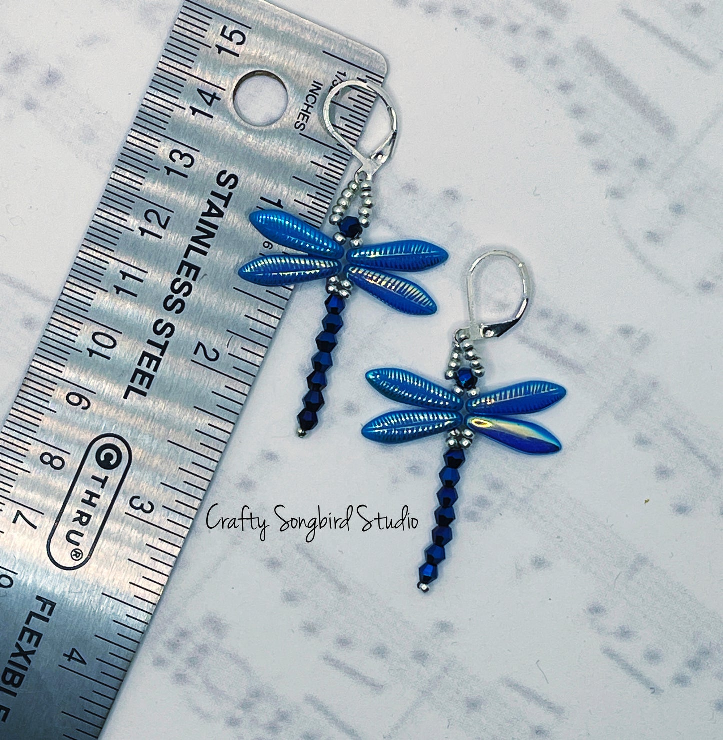Dragonfly Earrings - Light Blue/Dark Blue/Silver