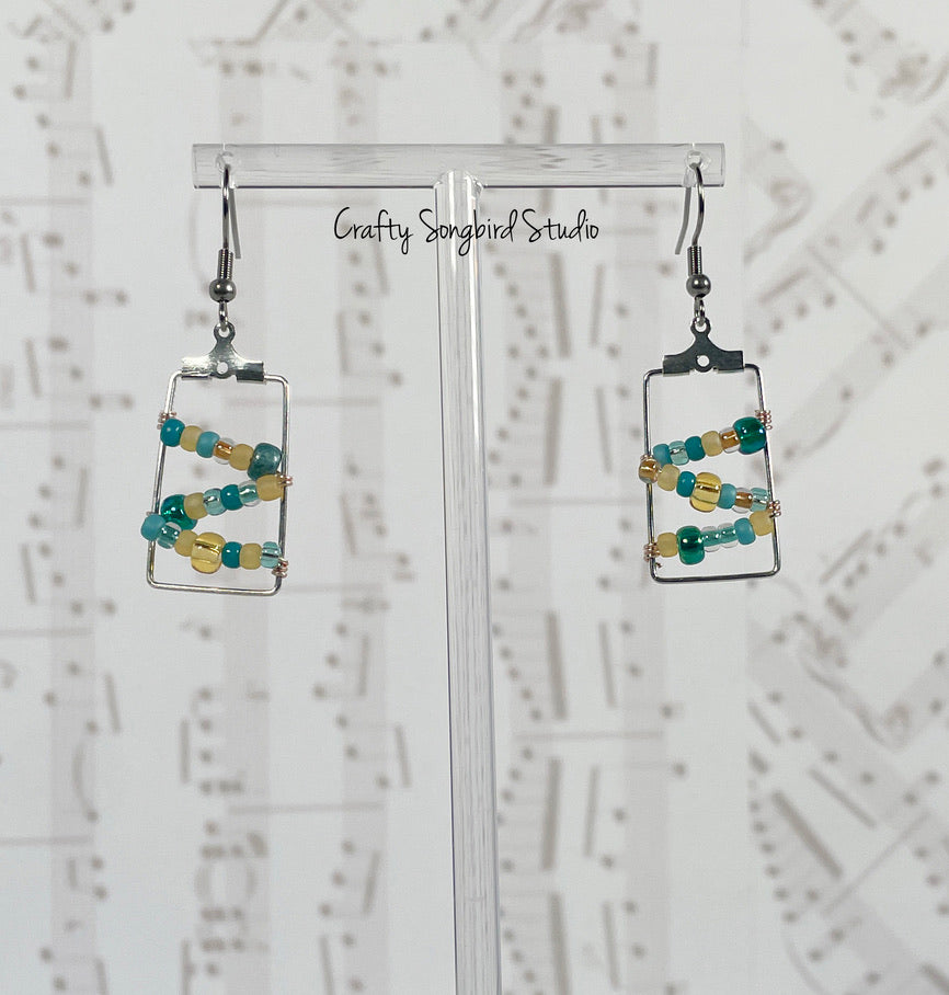 Zig Zag Wrapped Rectangle Earrings - Blue Sky