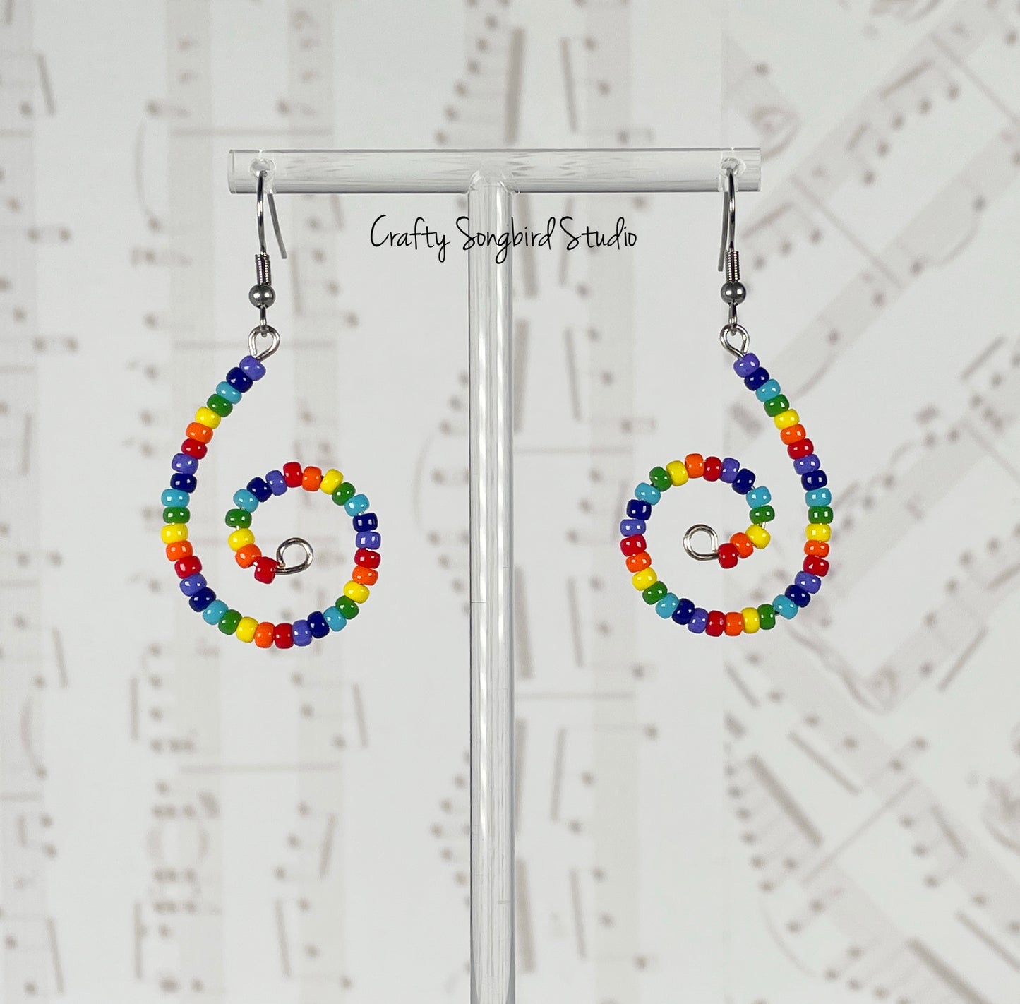Curlicue Earrings - Rainbow/Silver