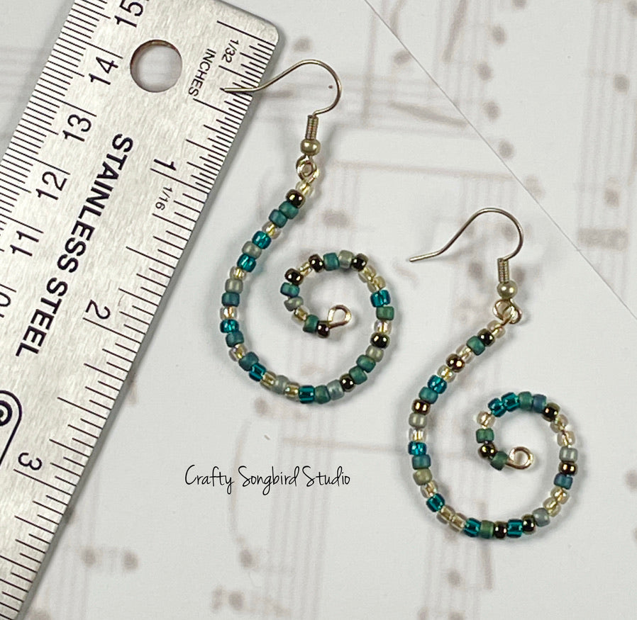 Curlicue Earrings - Pine/Gold
