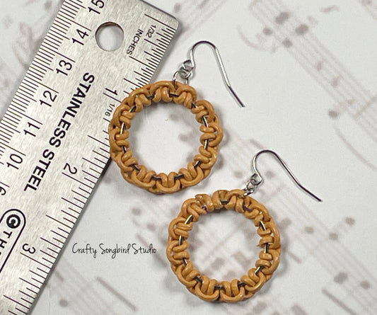 Lark Song Knotted Leather Earrings - Lt Brown/Silver