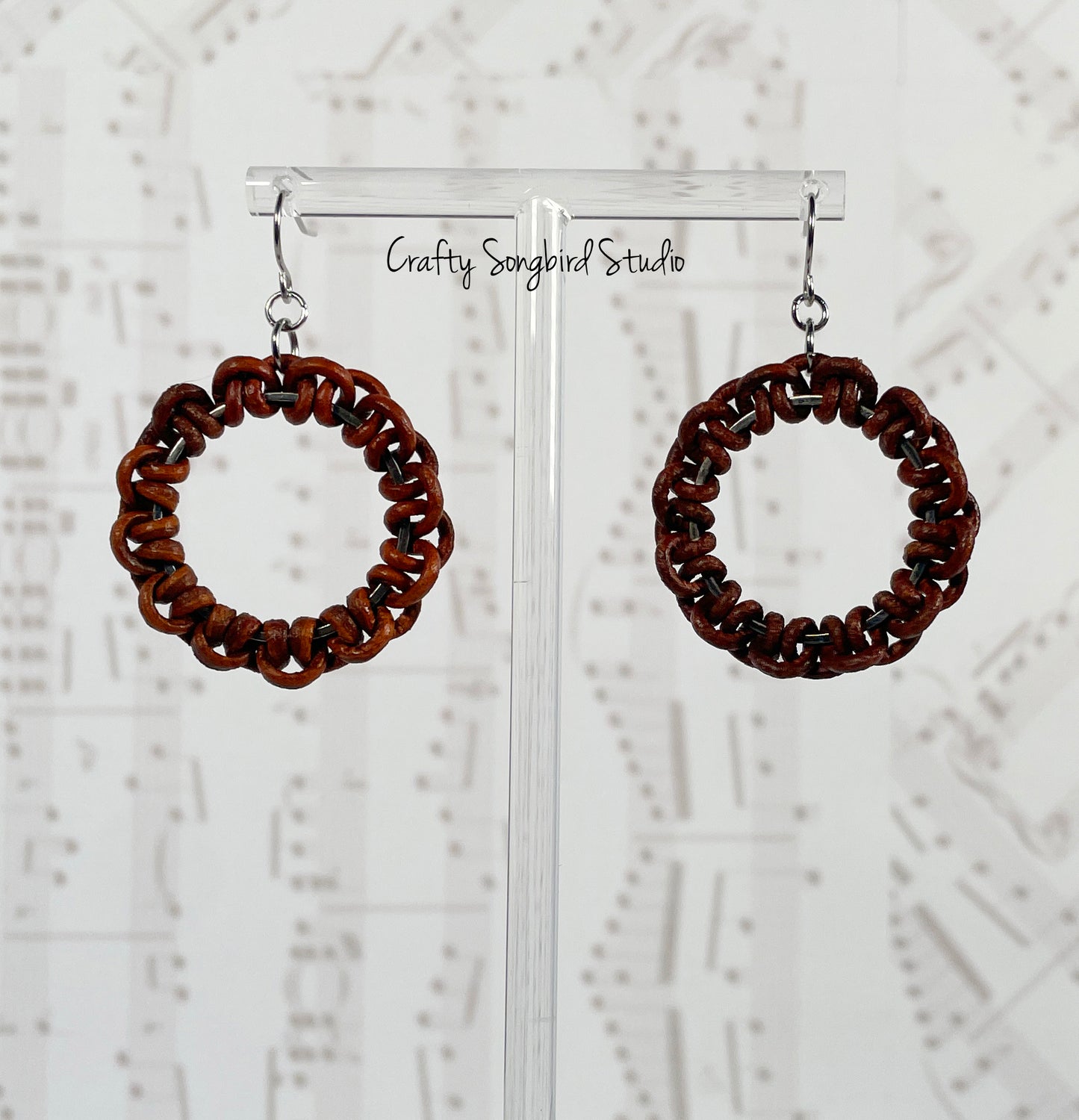 Lark Song Knotted Leather Earrings - Md Brown/Silver