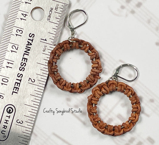Lark Song Knotted Leather Earrings - Md Brown/Silver