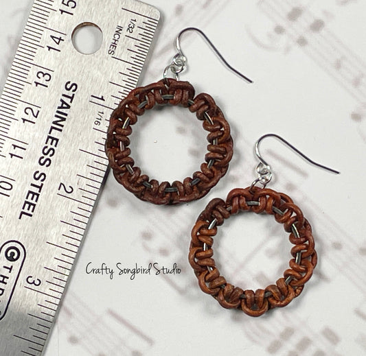 Lark Song Knotted Leather Earrings - Dk Brown/Silver