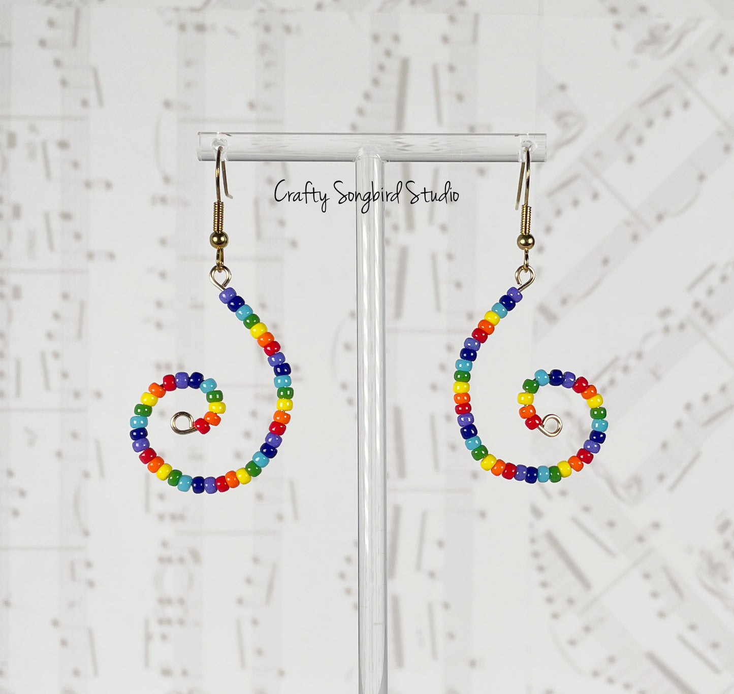 Curlicue Earrings - Rainbow/Gold