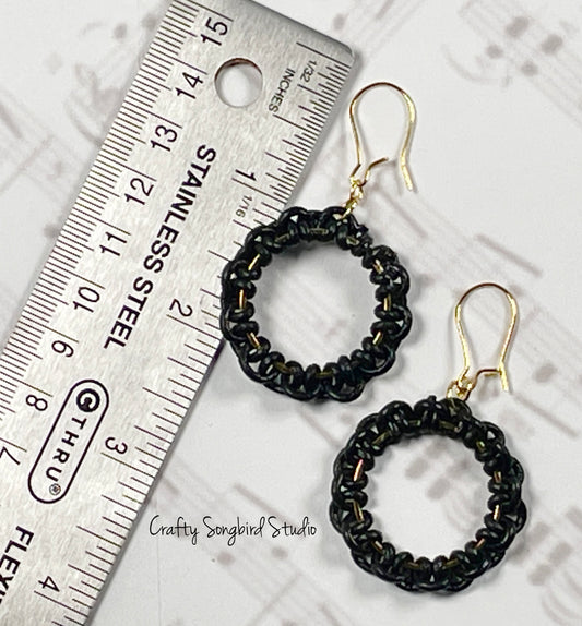 Lark Song Knotted Leather Earrings - Black/Gold