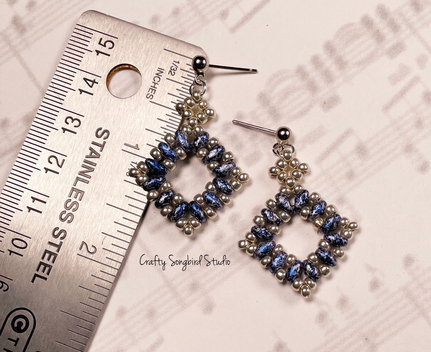 Foursquare Earring - Blue/Silver