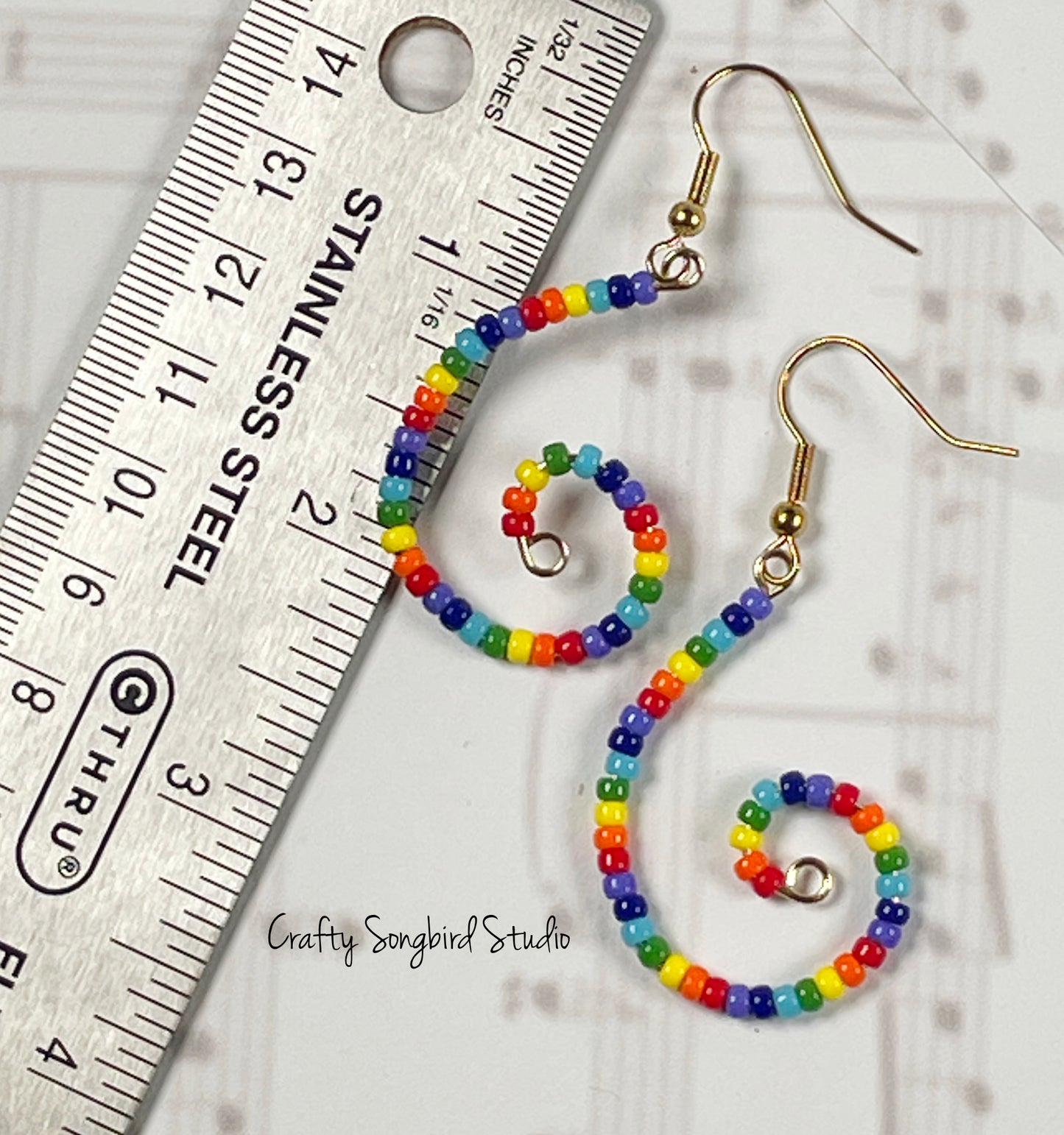 Curlicue Earrings - Rainbow/Gold