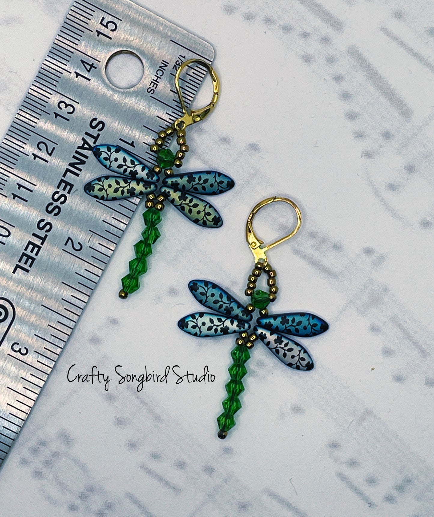Dragonfly Earrings - Blue/Green/Copper