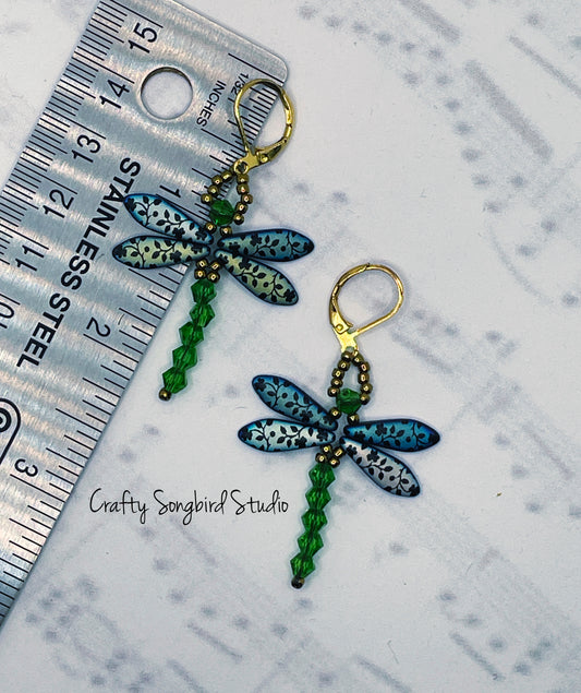 Dragonfly Earrings - Blue/Green/Copper