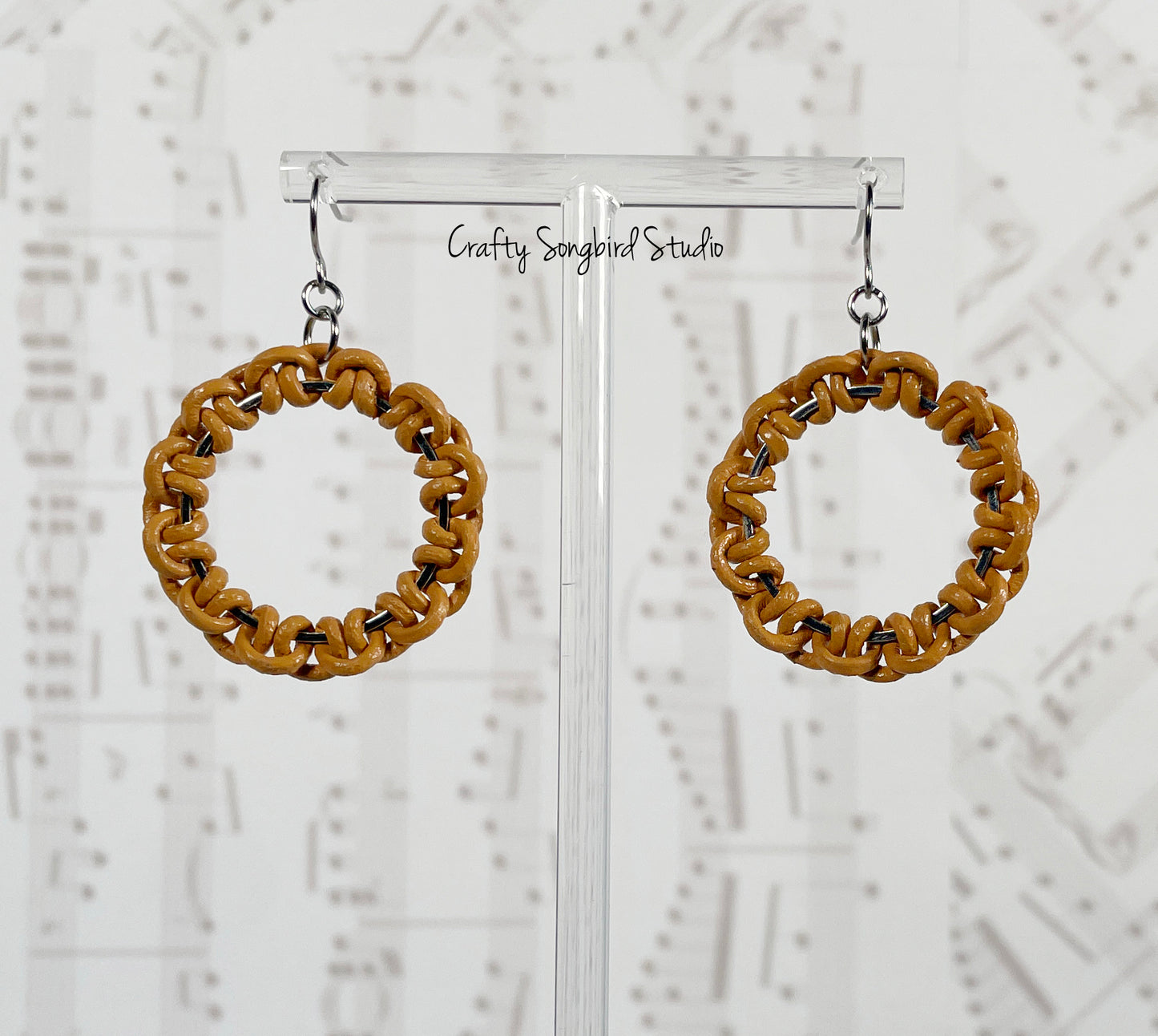 Lark Song Knotted Leather Earrings - Lt Brown/Silver