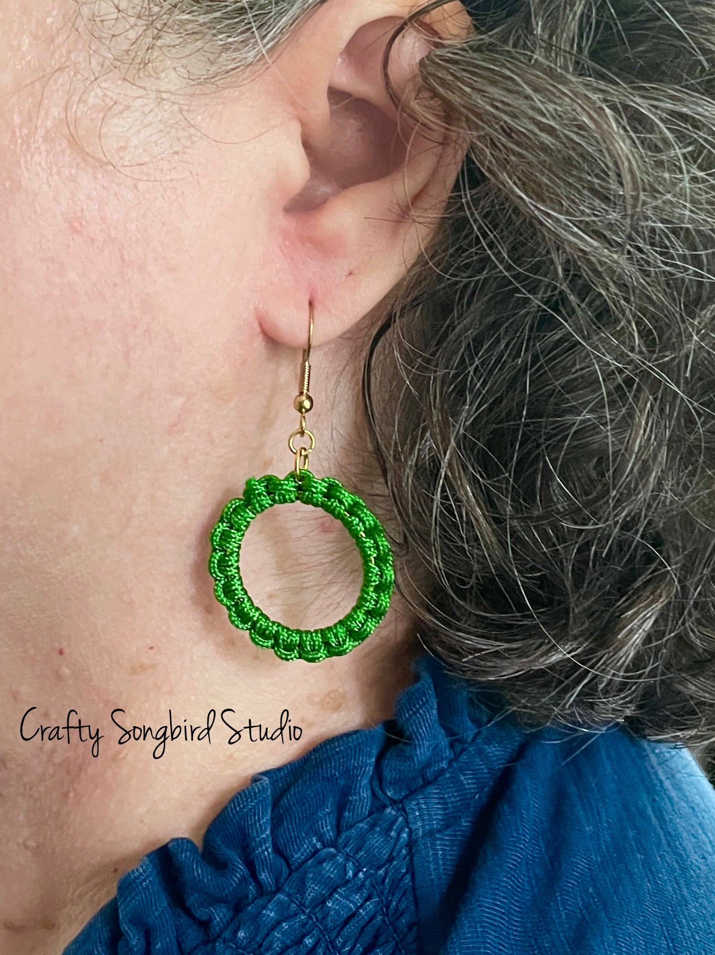 Lark Song Knotted Earrings - Dark Green