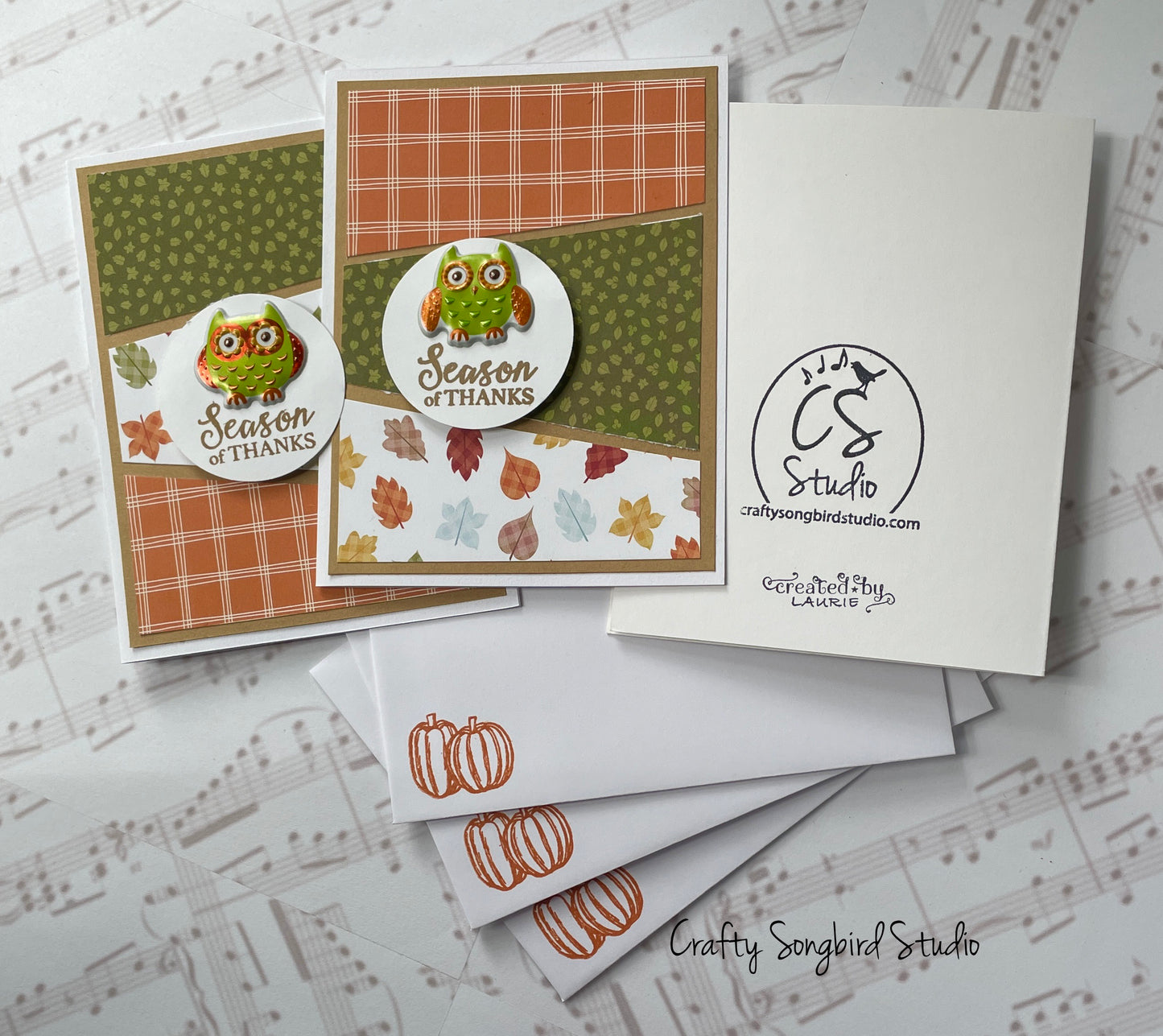 Thanksgiving Owl #3 Handmade Cards (Sentiment Inside)