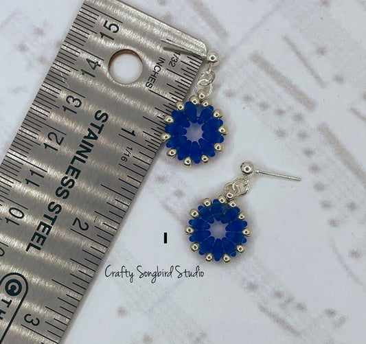 Coin Earrings - Sapphire/Silver
