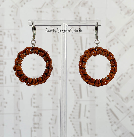 Lark Song Knotted Leather Earrings - Dk Brown/Silver