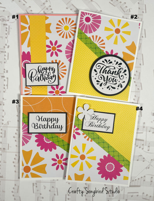 Bright Happy Flower Handmade Cards