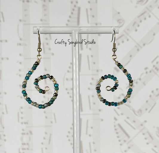 Curlicue Earrings - Pine/Gold