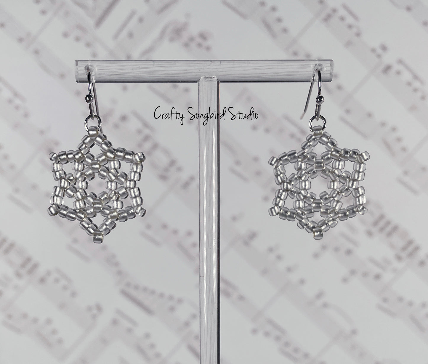 Star Shine Earrings - Frosted Crystal/Silver-lined