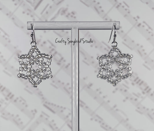 Star Shine Earrings - Frosted Crystal/Silver-lined