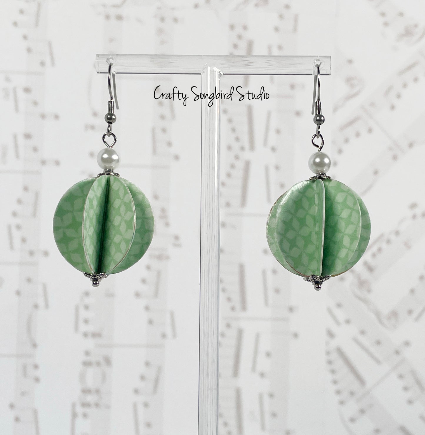 Paper Lantern Earrings - Green
