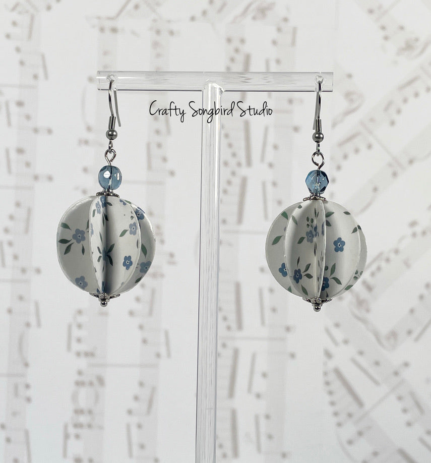 Paper Lantern Earrings - Blue Floral