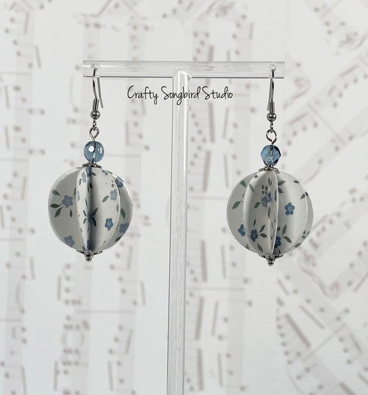 Paper Lantern Earrings - Blue Floral