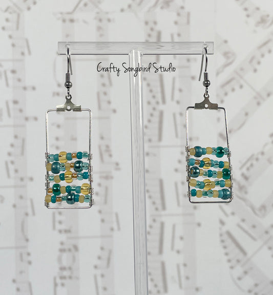 Striped Wrapped Rectangle Earrings - Blue Sky