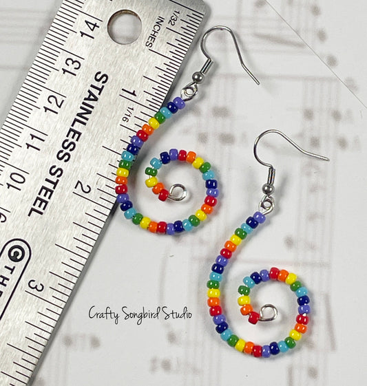 Curlicue Earrings - Rainbow/Silver