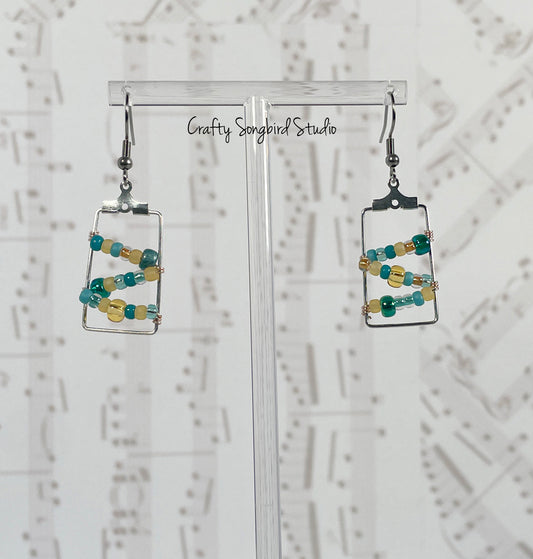 Zig Zag Wrapped Rectangle Earrings - Blue Sky