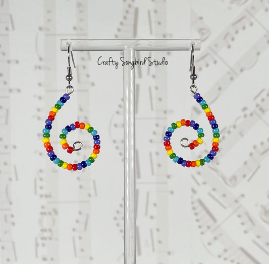 Curlicue Earrings - Rainbow/Silver
