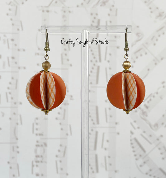 Paper Lantern Earrings - Orange Plaid