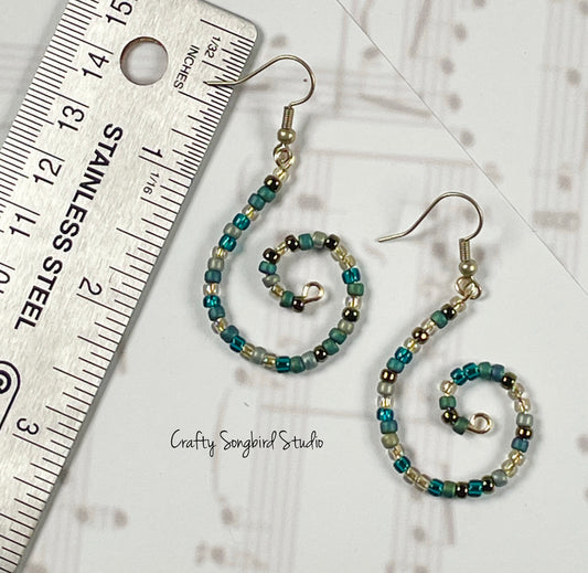 Curlicue Earrings - Pine/Gold