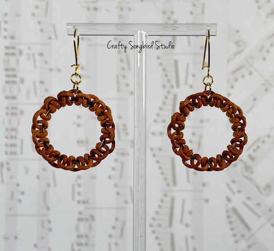 Lark Song Knotted Leather Earrings - Md Brown/Gold