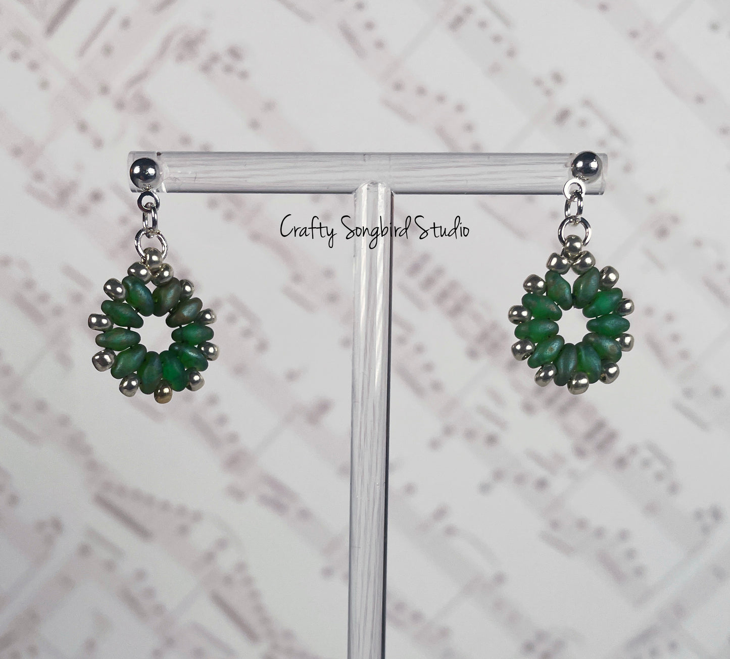 Coin Earrings - Emerald/Silver