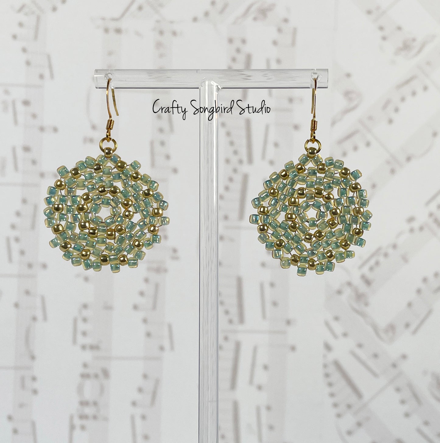 Mandala Earrings - Green/Gold