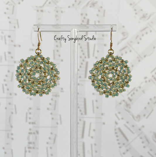 Mandala Earrings - Green/Gold