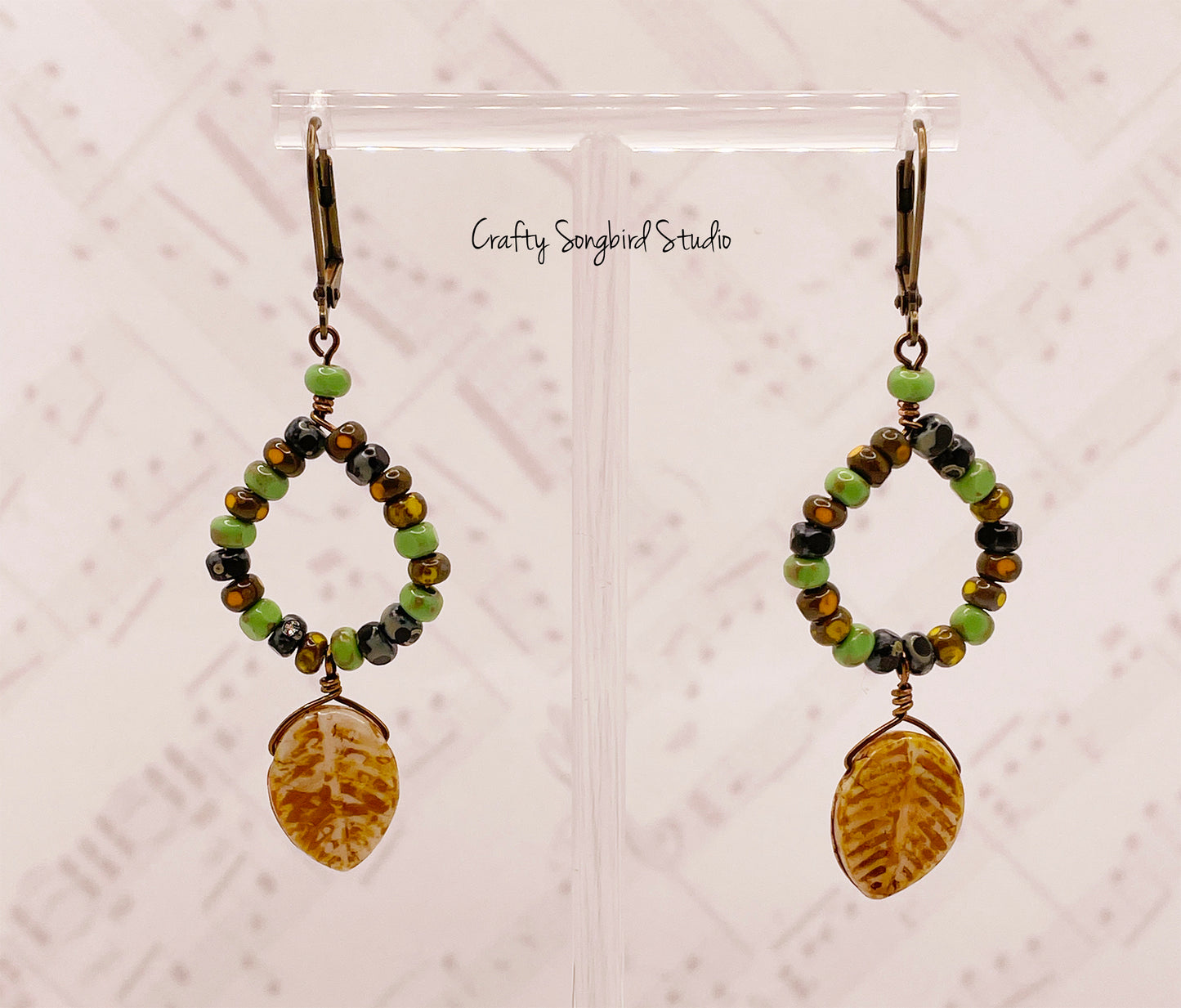 Falling Leaves Earrings - Brown/Green