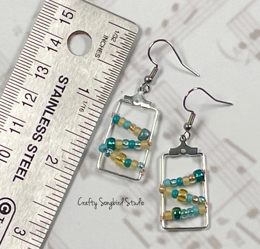 Zig Zag Wrapped Rectangle Earrings - Blue Sky