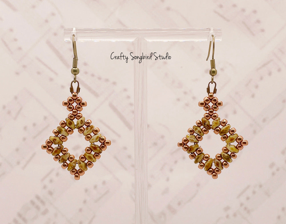 Foursquare Earring - Tan/Gold