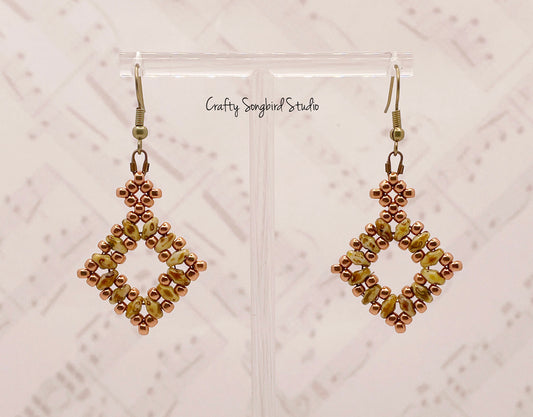 Foursquare Earring - Tan/Gold