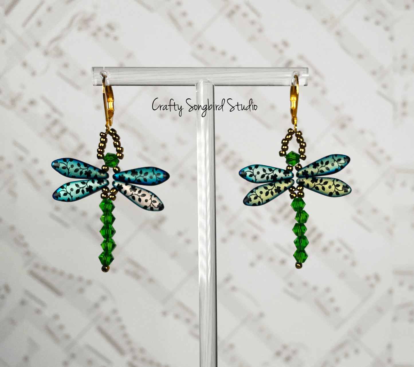 Dragonfly Earrings - Blue/Green/Copper
