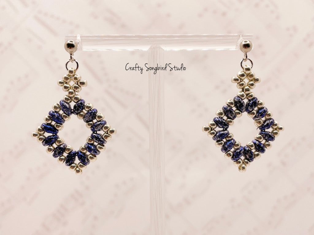 Foursquare Earring - Blue/Silver