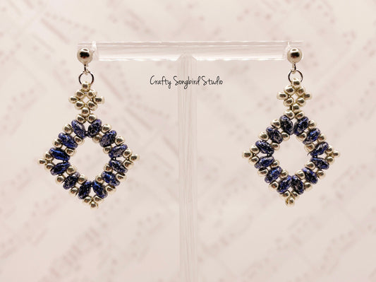 Foursquare Earring - Blue/Silver